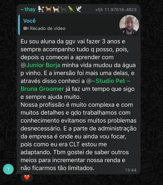 Depoimento aluno GGV